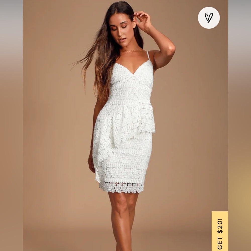 Lulus White McKenzie Lace Ruffled Dress | XS